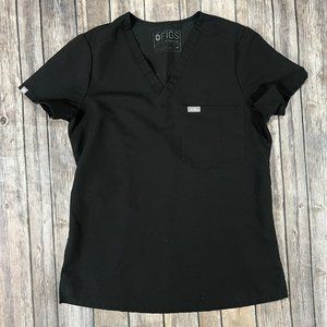 Figs Catarina One Pocket Scrub Top Shirt XS Womens Black Technical Collection
